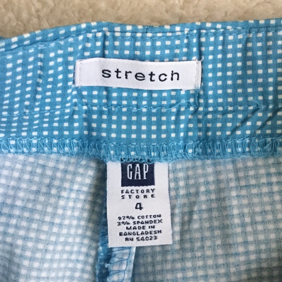 Vintage Gap Gingham Stretch Capri Cropped Pants Blue Y2K - Sz 4 - Picture 5 of 9